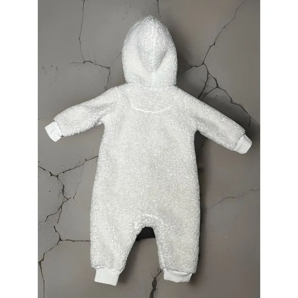 Nike Baby One piece 6m 6 month Sherpa‎ Coverall Hoodie Footless Full Zip